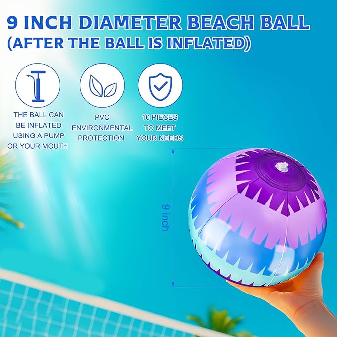 OU RUI 10Pcs Video Game Themed Beach Ball 9" Bulk for Summer Pool and Beach Game Gifts for Video Gameing Birthday Party Decorations End of The Year Class Party Decorations Favor
