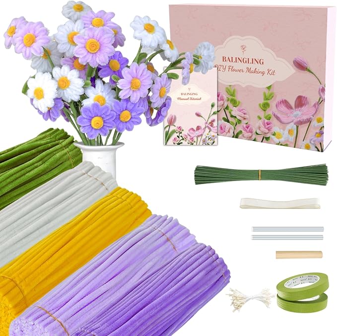 500pcs Pipe Cleaners Craft for Flowers,Chenille Stems for DIY Flower Making Kit,Pipe Cleaners Projects Creative for DIY Art and Craft,Ideal for Holiday Decoration(Daisy)