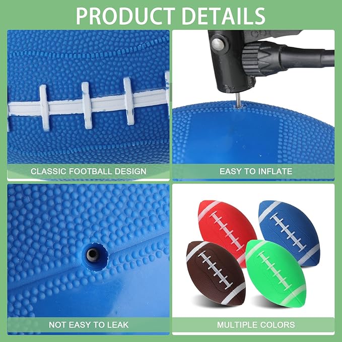 Sosation 36 Pcs Mini Inflatable Football Bulk Small Football Party Favors Themed Gifts Rugby Playground Toys for Outdoor and Indoor Games