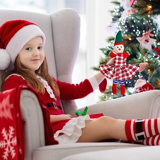 Hungdao 4 Pcs Christmas Doll Clothes Christmas Accessories Doll Clothing Red Green Plaid Dress Holiday Outfits for Boys Girls Xmas Party Supplies