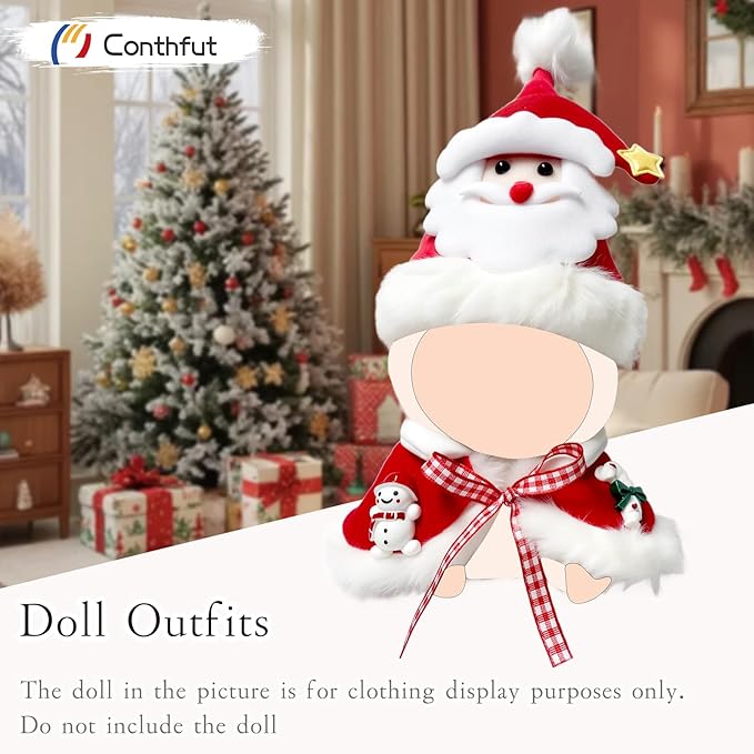 17cm Doll Clothes,Christmas Cape Hat for Dolls Accessories,Clothes for Dolls Outfit,Christmas Clothes Set (No Doll)(Red Cape +Hat)