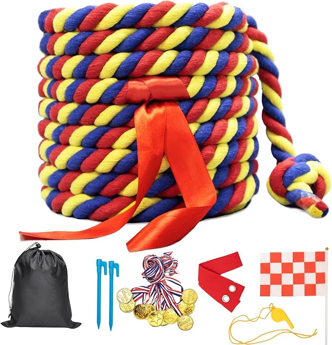 Tug of War Rope for Kids and Adults, 20/40/60FT Tug a War Rope for Outdoor Games Field Day Family Reunion Party Games, Summer Outside Yard Backyard Lawn Picnic Games, Team Building Games