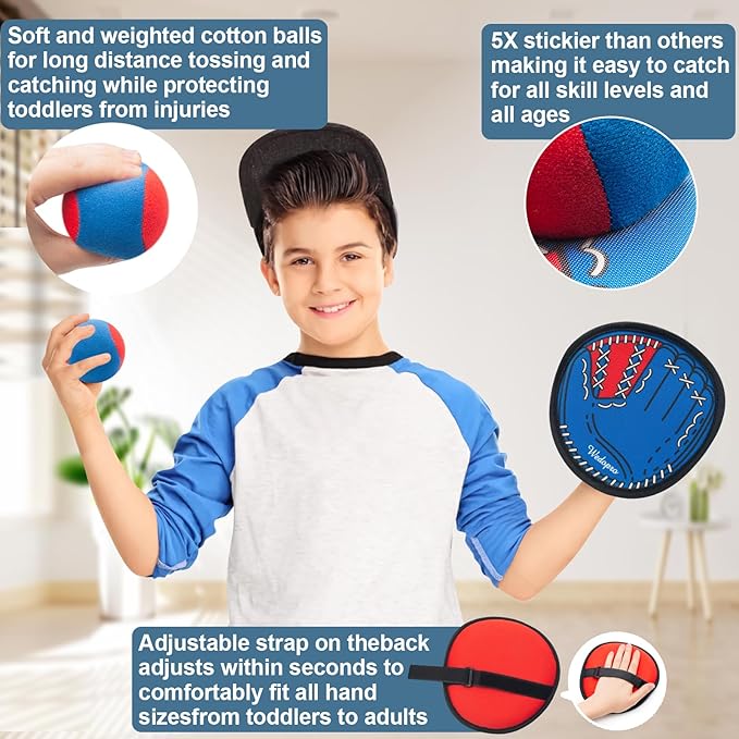 Toss and Catch Ball Game, Kids Toddler Baseball Glove & Catch Ball Toys, Kids Outdoor Games for Family, Toys for Beach Yard Outside, Birthday Easter Gift for Ages 3 4 5 6 7 8-12 Year Old Boys Girls
