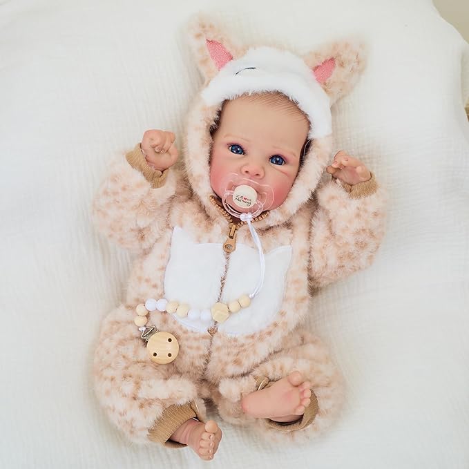 FOCKOF Realistic Reborn Baby Dolls-18 Inch Realistic Baby Doll Girls Soft Cloth Body Reborn Baby with Gift Box for Kids Age 3+