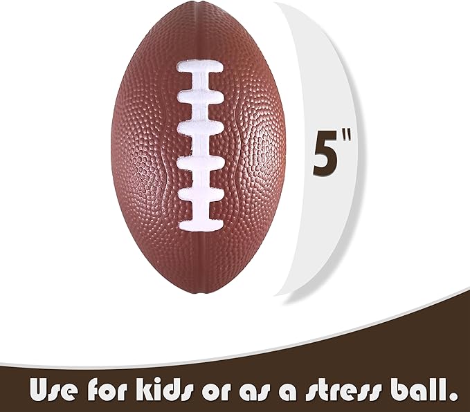 3 Pack of Mini Foam Footballs for Kids - Small, Tiny Football 4.75" in Length - Little Toy Football