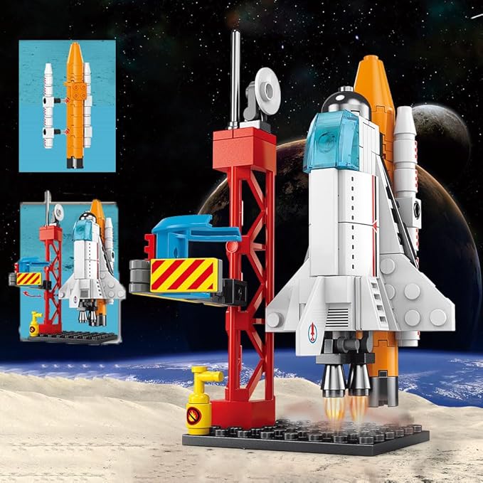 Vilbocr StellarX Spacecraft Building Blocks for Kids Ages 6-12 | 107-Piece STEM Toy Rocket Ship Set | Creative Construction Kit for Space Exploration, Birthday Gift & Classroom Activity