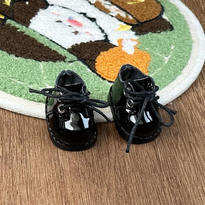 Premium Doll Shoes for Lububu, 15cm 17cm Dolls Accessories, Mini Leather Shoes Fashion Dress Up Doll Shoes Replacement (1, Oxford - Black)