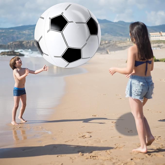 Shindel 27-Inch Giant Inflatable Soccer Ball - Soccer Themed Party Decor & Beach Pool Games, Heavy-Duty Without BPA Vinyl Ball for Outdoor Sports, Backyard, Lake & Birthday Activities