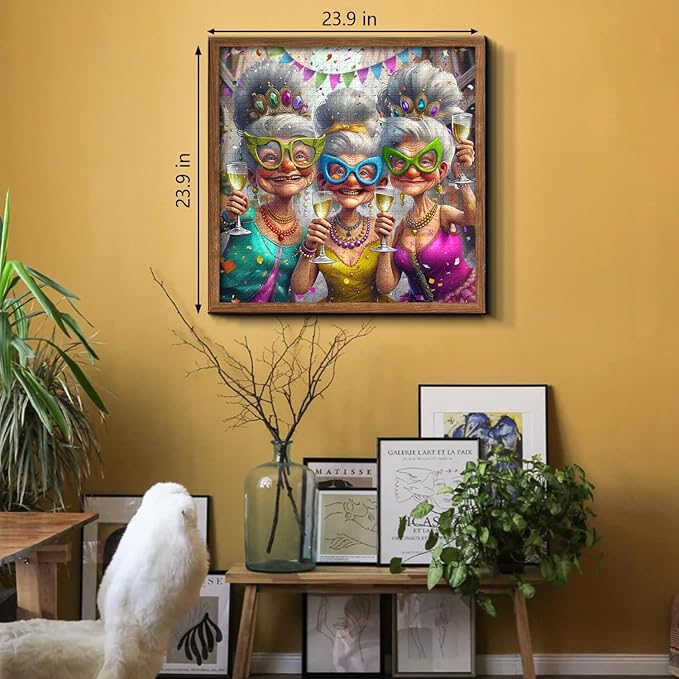 PICKFORU Party Grandma Puzzles for Adults 1000 Pieces, Funny Cute Grandma Jigsaw Puzzles, Happy Puzzle Theme as Home Decor