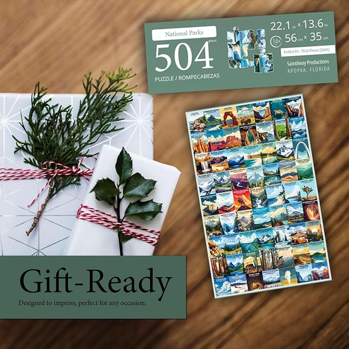 Jigsaw Puzzles for Adults 500 Pieces - Challenging Colorful and Unique with Large Poster - Letters on Back - AI Art - Rompecabezas para Adultos - Gifts for Adult, Couples, Teens (National Parks)