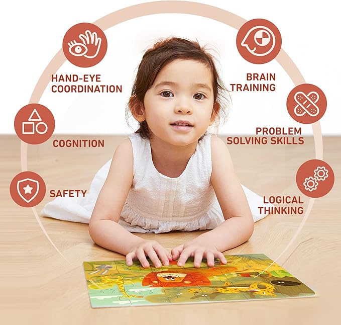 TOI Leveled Puzzles for Kids Aged 2 and Up, Toddler Puzzle Preschool Learning Jigsaw Puzzles, Large Pieces Educational Game for Boys Girls, Cognitive Story Step 1