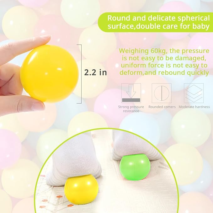 STARBOLO Ball Pit Balls for Toddlers Pack of 100 200 500 - BPA&Phthalate Free Non-Toxic Crush Proof Soft Plastic Balls for 1-5Years Old Toddlers Girl Kids Birthday Pool Playpen Tent Party