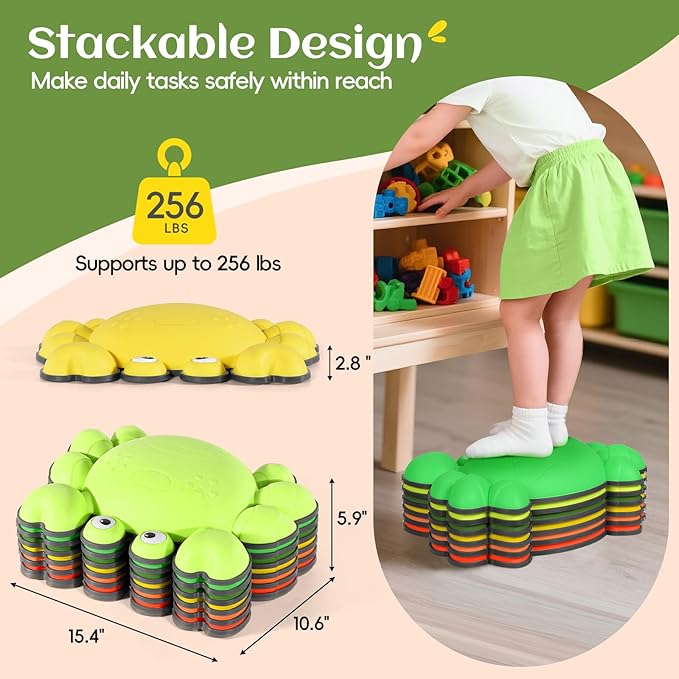 TOPNEW Stepping Stones for Kids, Non-Slip Balance Stepping Stones for Promoting Children's Coordination Skills, Toddler Stepping Stones Obstacle Course for Kids Age 3 4 5 6 7+