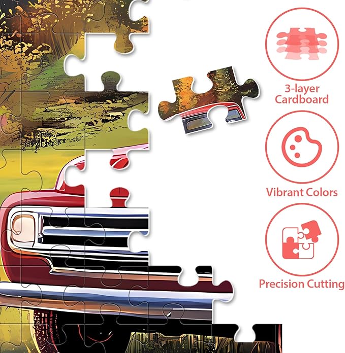 500 Pieces Puzzle for Adults,Car Deer Forest Fall Puzzle,Recycled Cardboard Jigsaw Puzzles 500 Pieces,Challenging Puzzles Game Home Decor Birthday Party Gift Toy for Adults Seniors 20.5 * 15 in