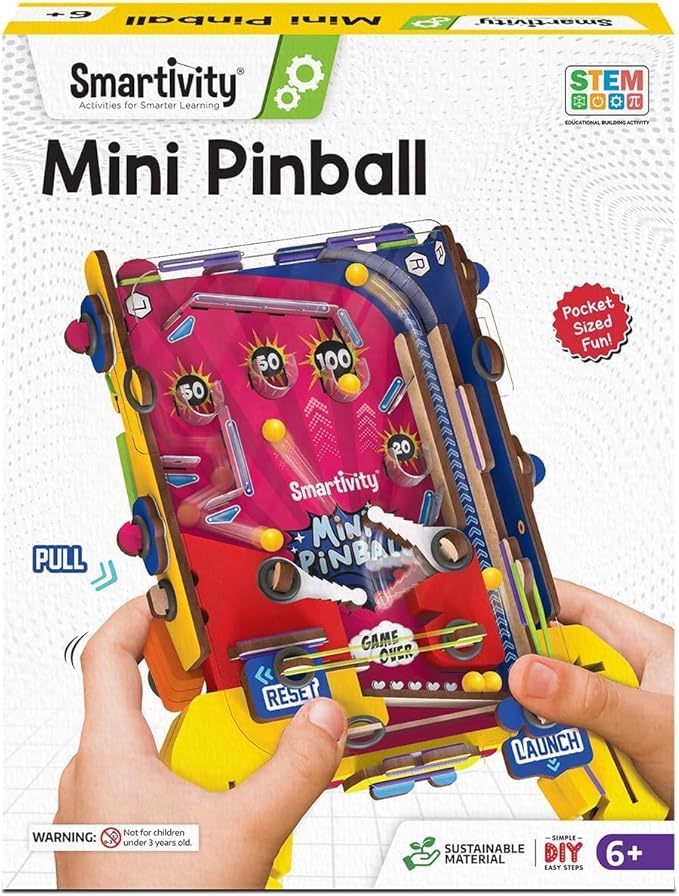Smartivity Mini Pinball for Kids Ages 6 to 12 Years | Build Your Own - Hand Held Pinball I Birthday Gift for Smart Kids | DIY STEM Toy for Boys & Girls 6,7,8,9,10,11,12 Years Old