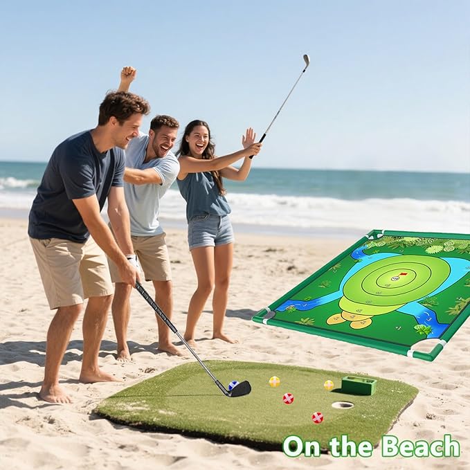 Golf Chipping Game, Play PortableGolf Target Practice Game Set, Fun Indoor & Outdoor Family Yard Game for Backyard, Beach, Parties, Office (Golf Chipping Game Set)
