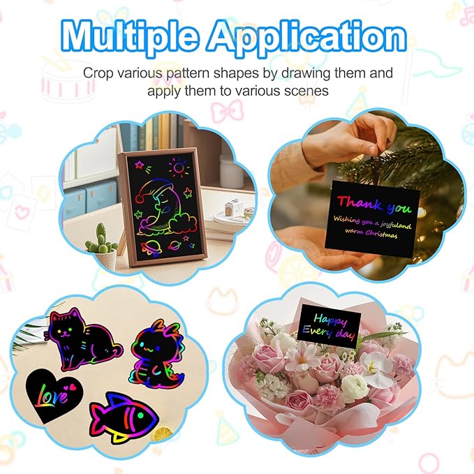 Easter Basket Stuffers for Teens: Scratch Paper Art Crafts Back to School Classroom Teacher Supplies Easter Gifts for Kids Game Party Favors Activities Toys for Boy Girls Ages 3-12 Years Old 2Pack