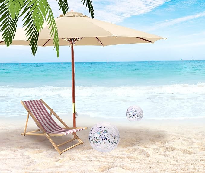 PENTA ANGEL Glitter Beach Ball 2PCS Inflatable Floatable Confetti Swimming Pool Party Ball Clear Sand Sport Ball for Outdoor Summer Beach Pool Water Play Party Favor