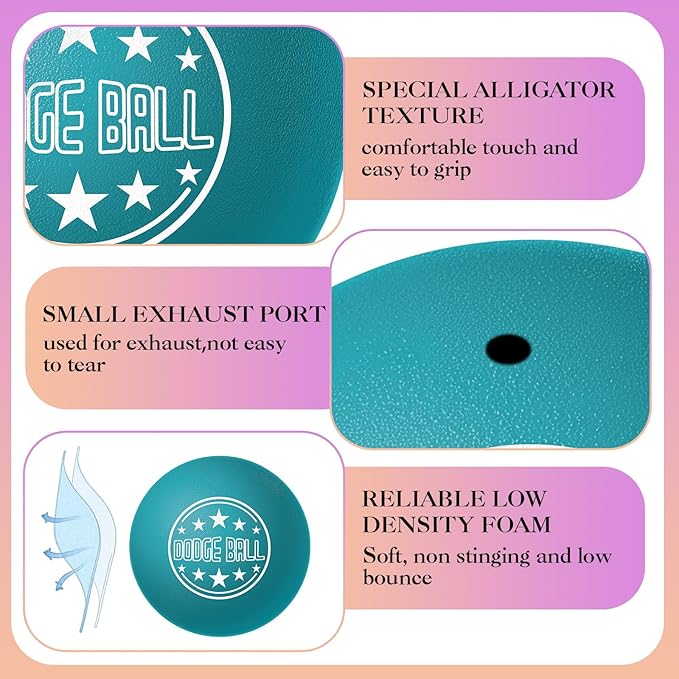 Jerify Foam Dodgeball Set 5 Inch Soft Skin Playground Dodgeballs Bulk, Low Density Foam for Non Sting Dodgeball Sports Equipment for Kids and Adults