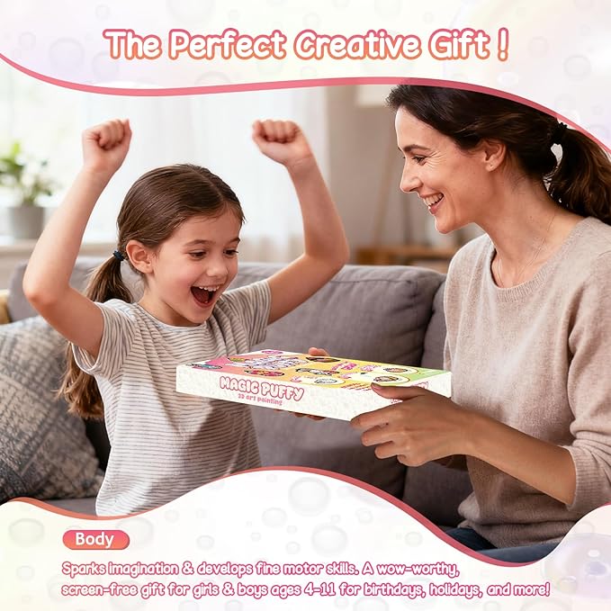 Taotuo Magic Foam Texture Painting Kit - 3D Art Puffy Paint Kit, Easter Theme,15 Mess-Free Paint by Number Craft for Ages 3-10