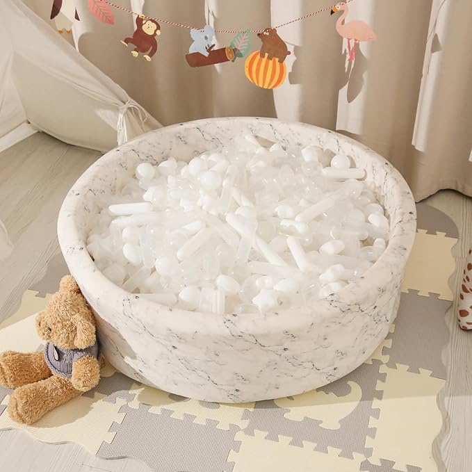 STARBOLO 200pcs Ball Pit Balls for Baby and Toddler, White Mixed Shaped Balls Phthalate Free BPA Free Crush Proof Plastic Pit Balls Play Toys for Kids Ball Pit, Pool,Play Tent,Party