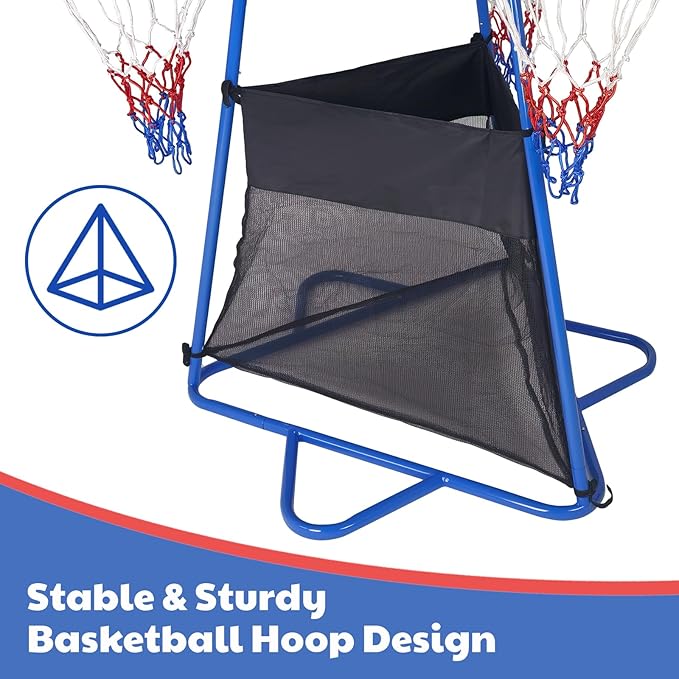 GarveeHome 4-Hoop Kids Basketball Set,Indoor & Outdoor Toddler Basketball Goal for Ages 3-6, Preschool Sports Toy with 4 Balls and Pump, Fun Active Play Gift