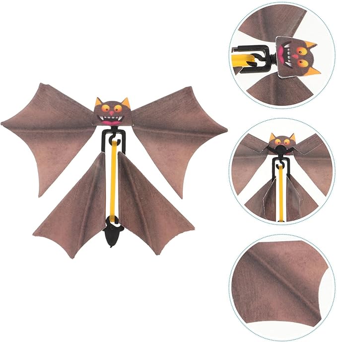 TOYANDONA Flying Bat, 10 Pcs Wind up Bat Toys Funny Surprise Tricky Prop Toys Fake Props Halloween Card Stage Performance Accessory (Random Color)