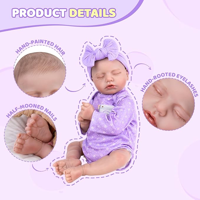 Aori Reborn Baby Dolls Realistic 20 Inches - Newborn Real Baby Doll Girl with Feeding Toy Kit, Lifelike Companion Gift Set for Kids, Birthday, Pretend Play