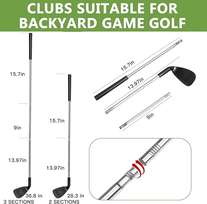 Backyard Game Golf 2 Clubs And 5 Balls Suitable for 9/6/3 Hole Backyard Game Golf Yard Practice Outdoor Indoor Golf Gifts