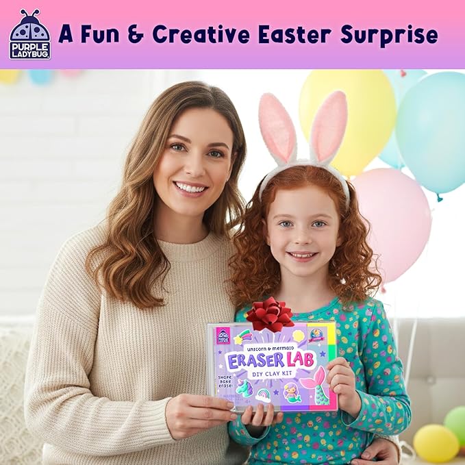 Eraser Lab DIY Clay Cute Eraser Kit for Girls - Unicorn & Mermaid Theme - Fun Craft Activity for Girls Aged 4 5 6 7 8 9 10, Back to School Supply, Birthday Gift Idea