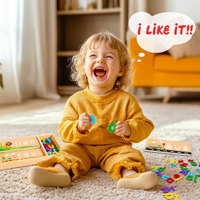 Preschool Learning Activities, Learning Toys for 3 Year Old Boys Girls See & Spell Matching Letter Game with Alphabet Cards for Kids, Preschool CVC Word Builders Toy