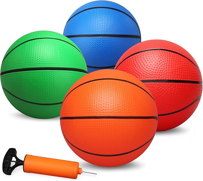 Dilabnba 8" Mini Rubber Replacement Basketballs for Basketball Hoop/Pool, Kids Toddler Soft Beach Bouncy Ball Sports Party Game, Junior Balls Indoor Outdoor Arcades Games, Lightweight (4PCS)