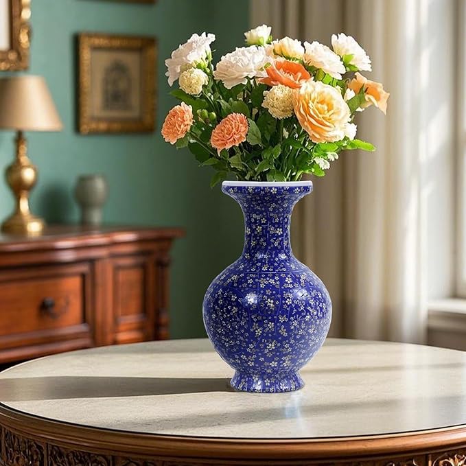 3D Puzzles Vase for Adults, 200 Pieces Plastic DIY Unique Flower Vase with LED Light House Warming Gift Birthday Gifts for Flower Arrangements and Home Decor (C-Midnight Blue Blossom)