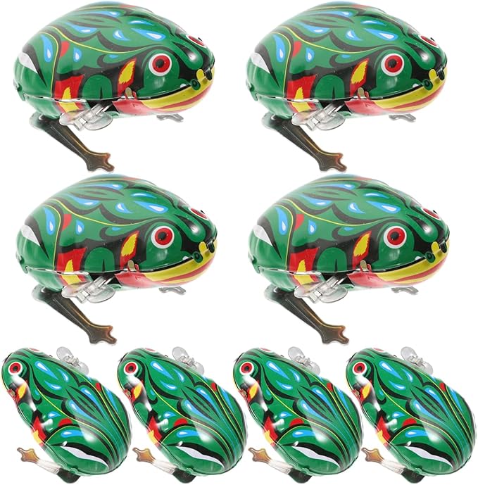 VANZACK 8Pcs Wind Up Frog for Retro Clockwork Jumping Frogs Creative Educational Cartoon Playthings for Green