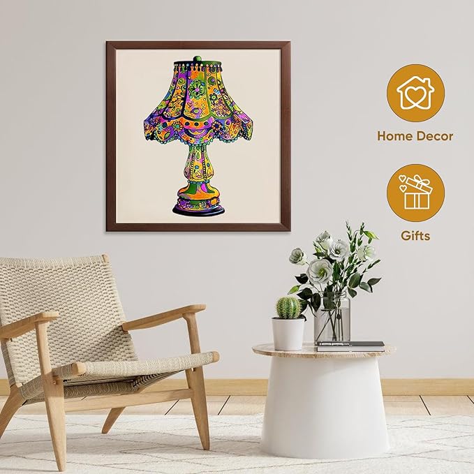 Mys Aurora Puzzles for Adults 500 Pieces, Colorful Desk Lamp Jigsaw Puzzles, Unique Shape Vintage Wooden Puzzles for Adults and Kids, Fun Challenge Family Puzzle Game, 18.1 x 26.6 Inches