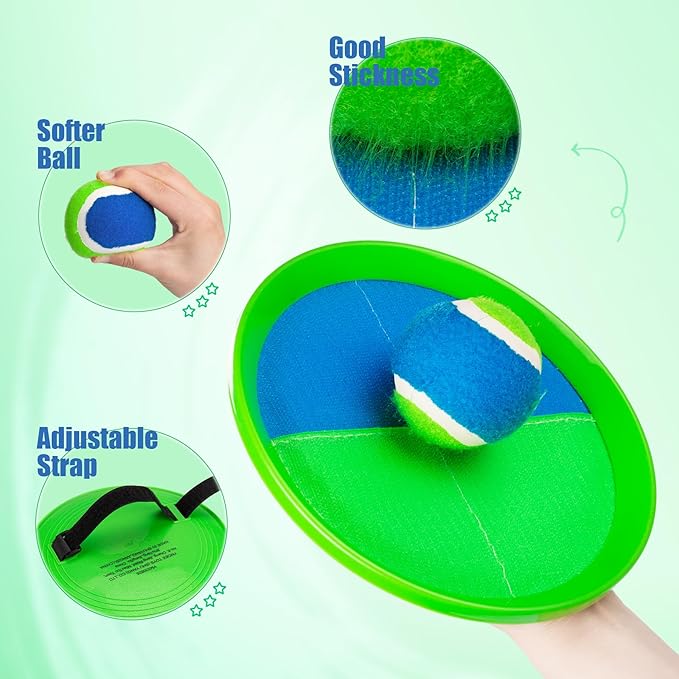 PlayZap Toss and Catch Ball Set - Outdoor Toys for Kids Games - Outside Yard Pool Beach Toys for 3 4 5 6 7 8+ Years Old Boys Girls - Birthday Gift Easter Basket Stuffers
