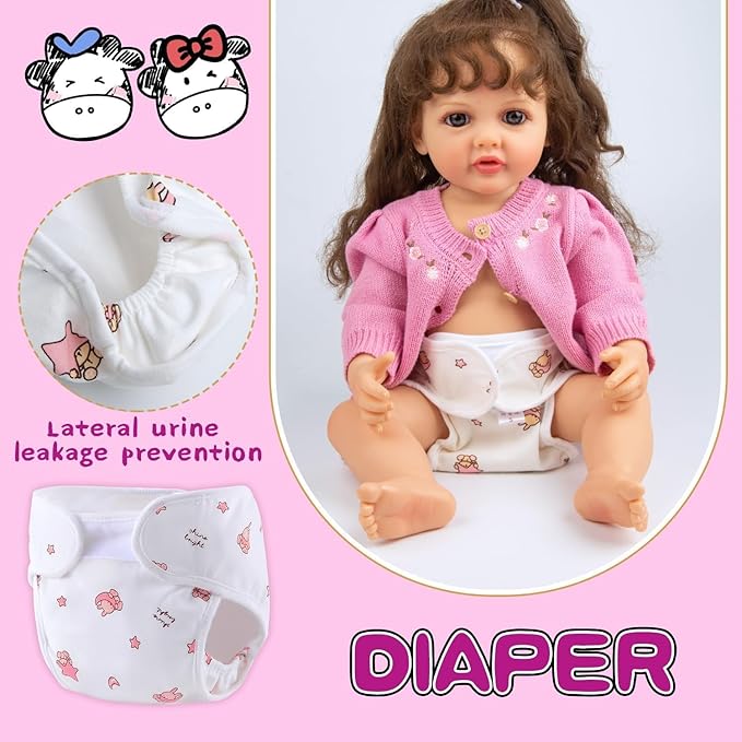 8 Pieces Reborn Baby Doll Clothes Pink Accessories Set with Backpack for 17-22 inch Reborn Doll Clothes Girl Kids Gift Set