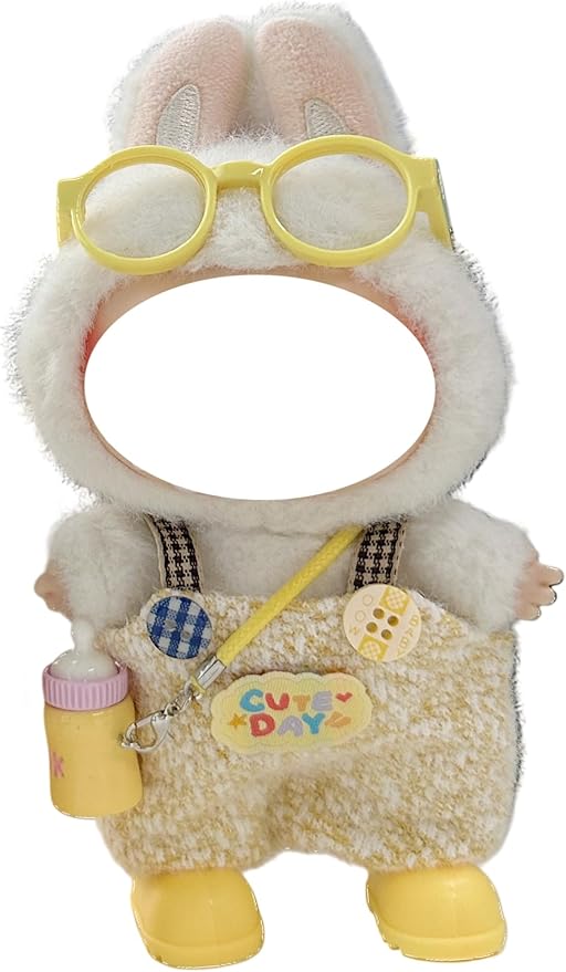 Clothes for 17cm Doll, 4 pcs Set Doll's Outfits Luxury Dress Pants Glasses Headset Shoes Accessories Fashion Stylish Adorable Dolls Clothes (No Doll) (Butter Yellow)
