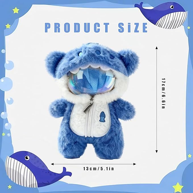 Shark Clothes for Dolls,1-Piece Marine-Themed Costume Accessory, Compatible 6.7 Inch(17cm ) Doll, Personality Adorable Dolls Clothes Accessories (Shark-Blue)