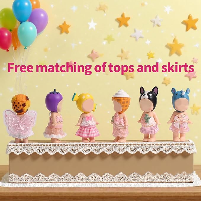 6 Sets Doll Outfits for 3 Inch Doll Pack, Mini Toys Clothes Pack with Tops & Skirts Clothing Mini Figure Costume Dress Up Accessories for Collector Display and Decoration (Pink)