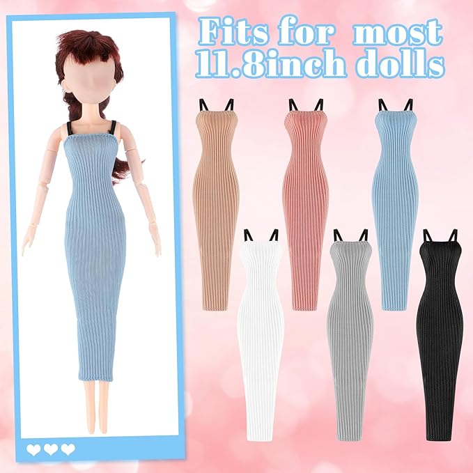 Fourluoo 6 Pcs Spring Doll Clothes 11.8 Inch Fashion Doll Outfits Pants Dresses Skirts Sweet for Xmas Fall Birthday Gifts(Fashion Style)