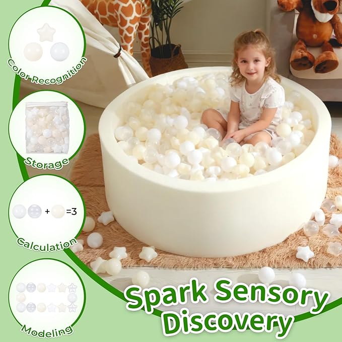 TRENDPLAY Star Ball Pit Balls for Toddlers -50 100 200 Count Star Balls Different Shapes, Non-Toxic Plastic Balls for Safe Play, Boys Girls Festival Party Decoration