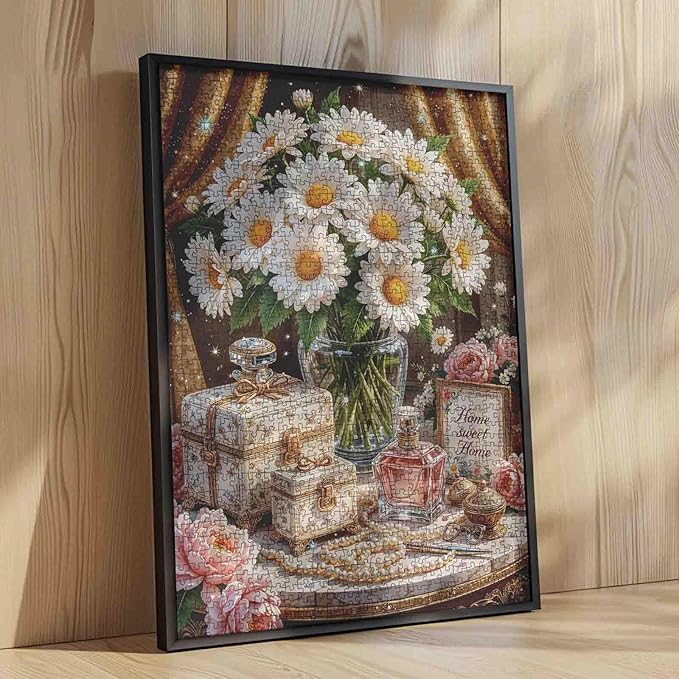 Daisy Jigsaw Puzzles Flowers Floral 1000 Piece swildflower Puzzles for Adults,Blossom Flowers Puzzles for Challenging Family Activity Games for Home Wall Decor Gifts - 20 x 27 Inches