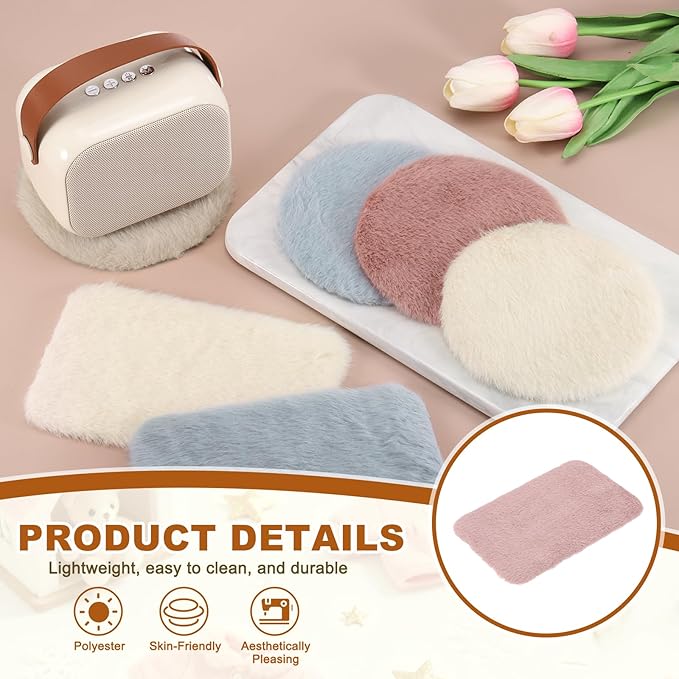 uxcell 3Pcs Dollhouse Miniature Carpet, 1:12 Fluffy Doll House Rugs Prop Small House Accessories for Doll House Furniture Decor Play, Pink Oval