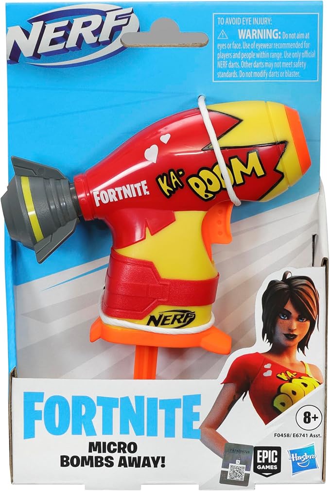 Nerf Fortnite Micro Bombs Away! Mini Dart-Firing Blaster - Fortnite Bombs Away! Glider - Includes 2 Nerf Elite Darts