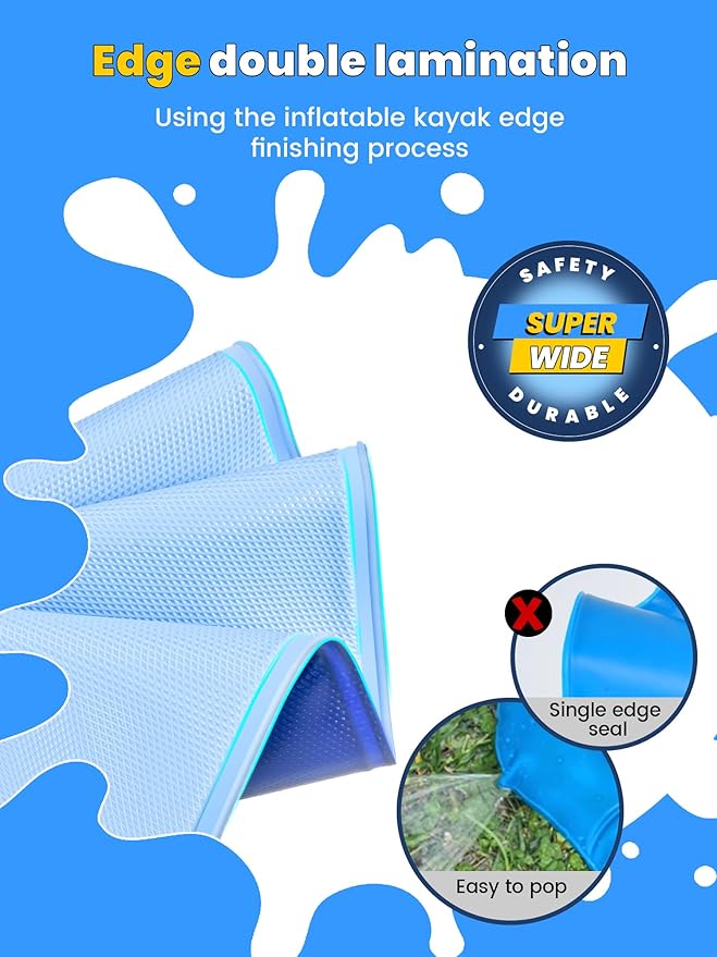 VISTOP Non-Slip Splash Pad for Kids and Dog, Thicken Sprinkler Pool Summer Outdoor Water Toys - Fun Backyard Fountain Play Mat for Baby Girls Boys Children or Pet Dog (127 inch, Blue&Blue)