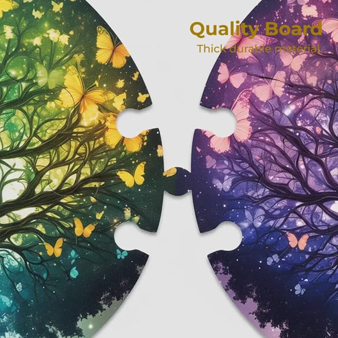 Round Puzzle 1000 Pieces for Adults Tree of Life Butterfly Jigsaw Puzzle Aesthetic Circular Game Family Wall Decor Gift