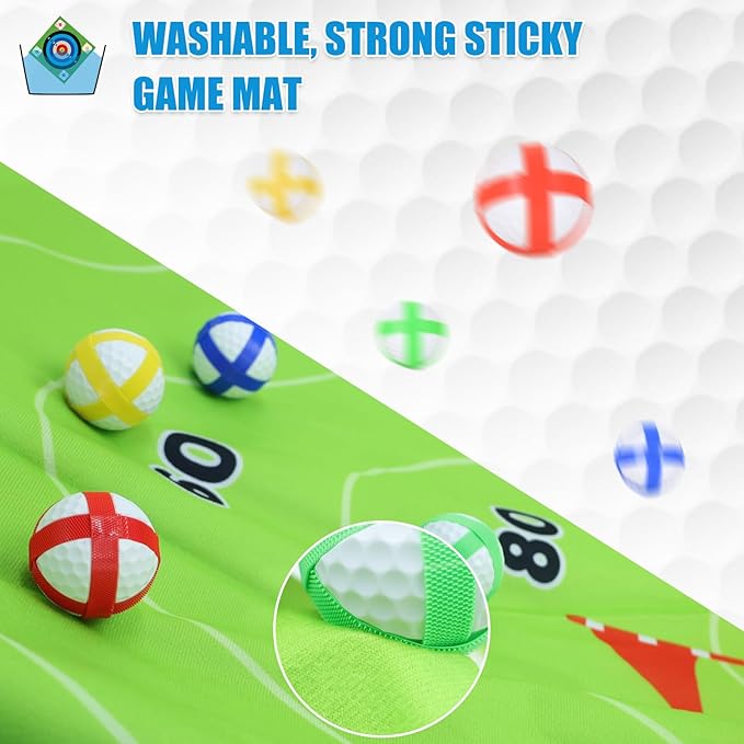 ASTRAEA Golf Chipping Game, Golf Battle Game with Hitting Mat for Kids Adults Indoor and Outdoor, 60" x 60" Double Sided Practice Mat with 2 Clubs & 20 Sticky Balls for Backyard