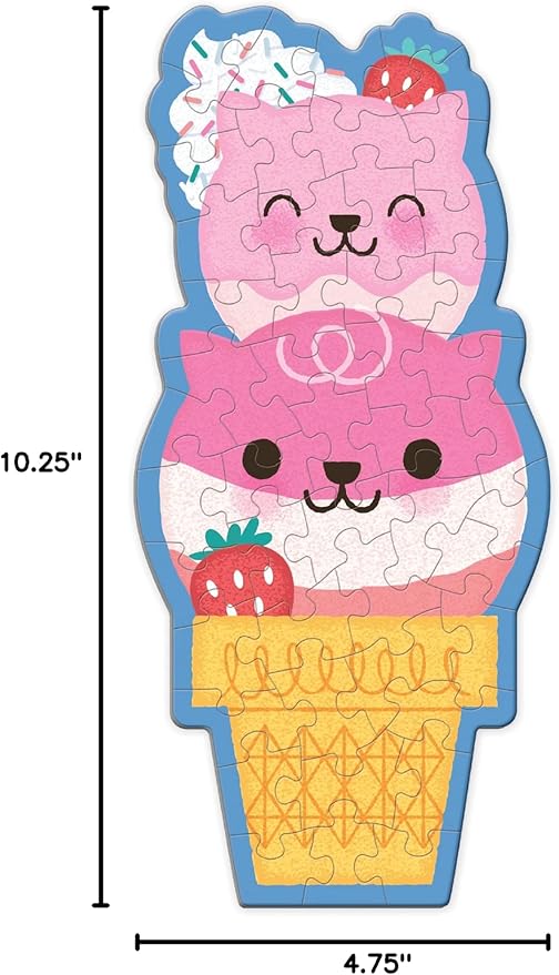 Mudpuppy Strawberry Cat Cone 48 Piece Scratch and Sniff Shaped Mini Puzzle