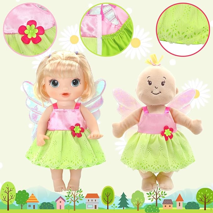 ECORELF 9 Sets Alive Baby Doll Clothes, Doll Clothes for 10-12 Inch Girl Dolls,12 Inch Baby Doll Dress Outfits Accessories Set Include Cute Jumpsuit, Skirts